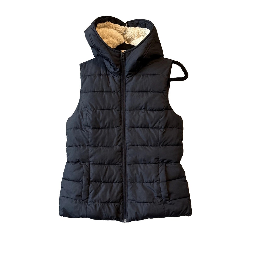 Hollister Sherpa Lined Puffer Vest Jacket S Blue Cozy Warm Gorpcore Outdoor Y2K